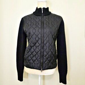 Women's QUEST OUTDOORS Black Quilted Zip Up Sweater Jacket Sz M EUC